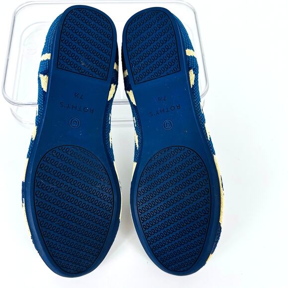 Rothys Moroccan Ikat blue rounded toe flat shoes knit 7.5 - Picture 6 of 7
